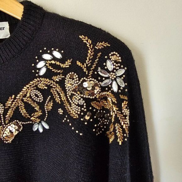 EUC VINTAGE STYLE ALFRED DUNNER JEWELED CHEST BLACK PULLOVER SWEATER SIZE M (P) - Picture 4 of 9
